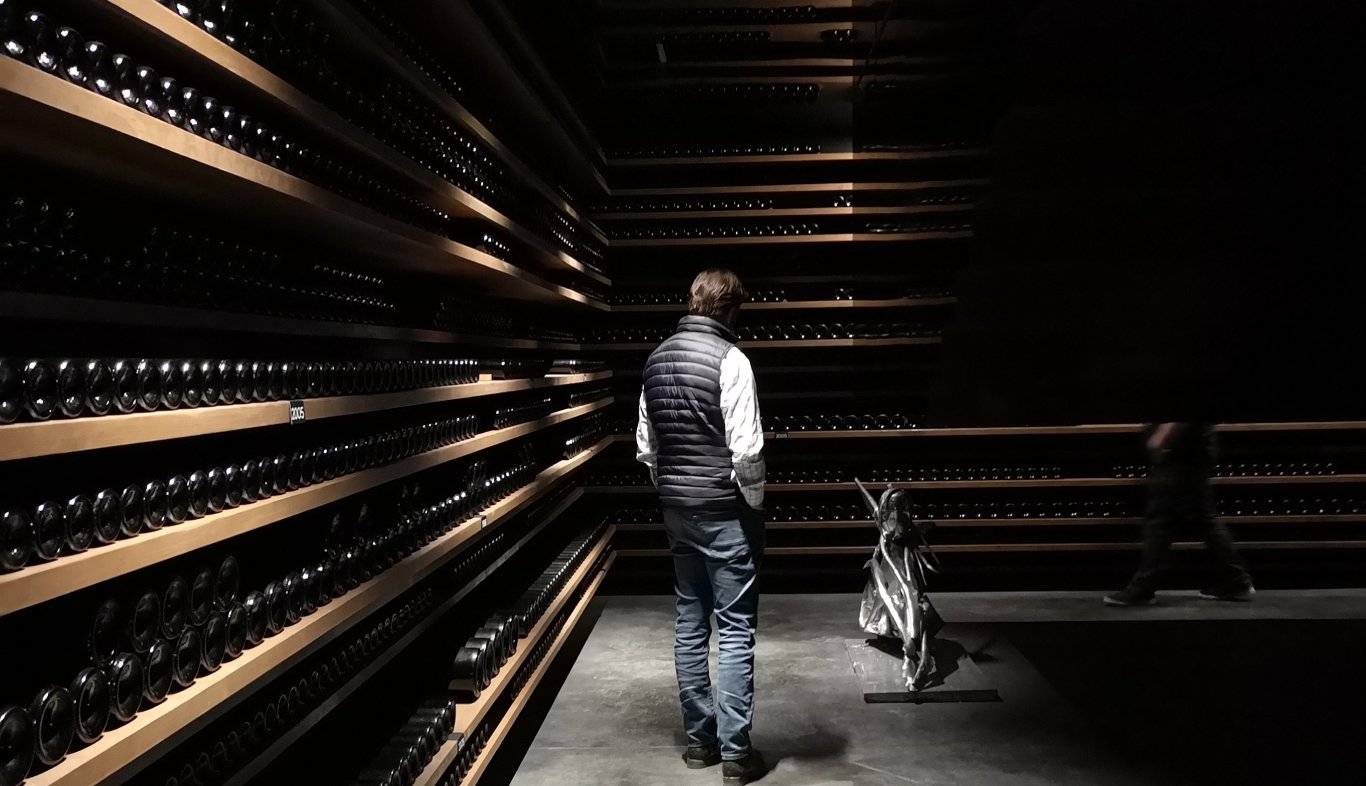 The impressive wine cellar at Château Pedesclaux