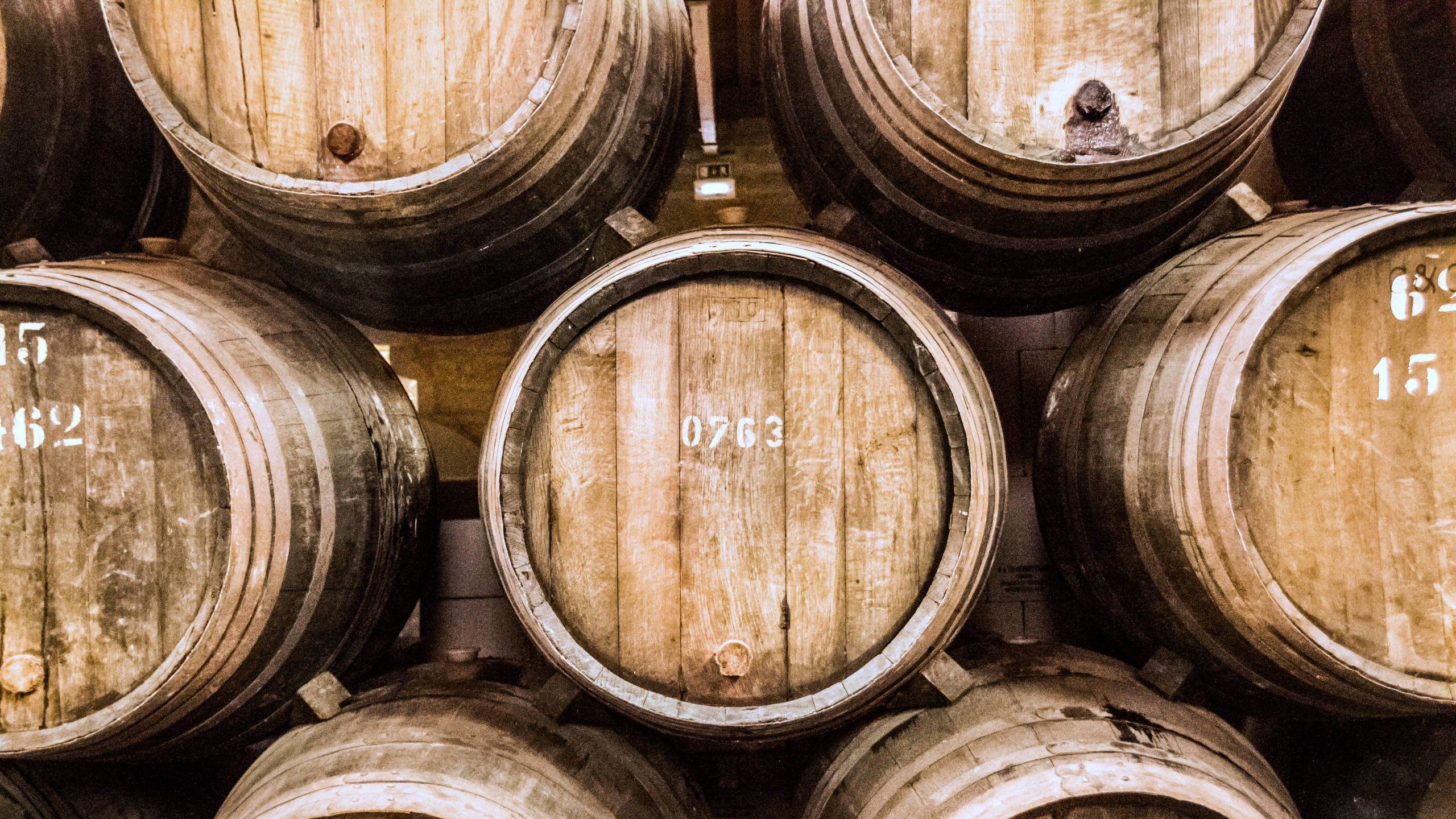 Barrels of fortified wine