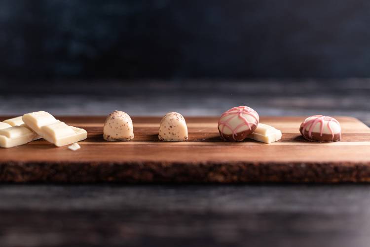 Collection of white chocolate truffles
