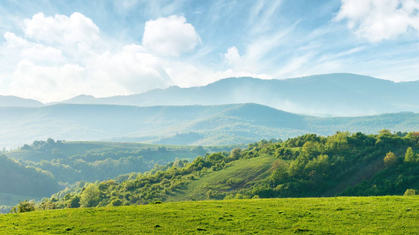 Panorama of beautiful countryside of Romania