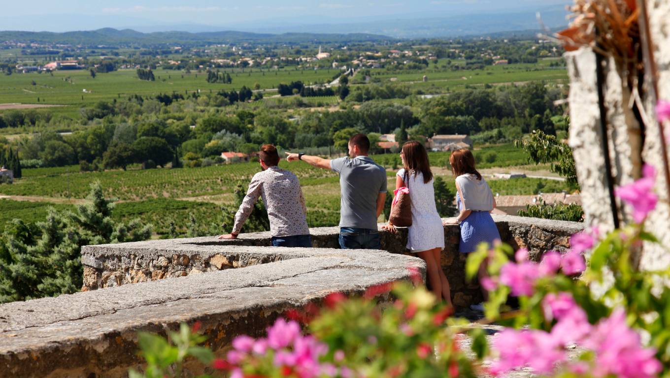 Four people admiring the scenery in Rhone Valley