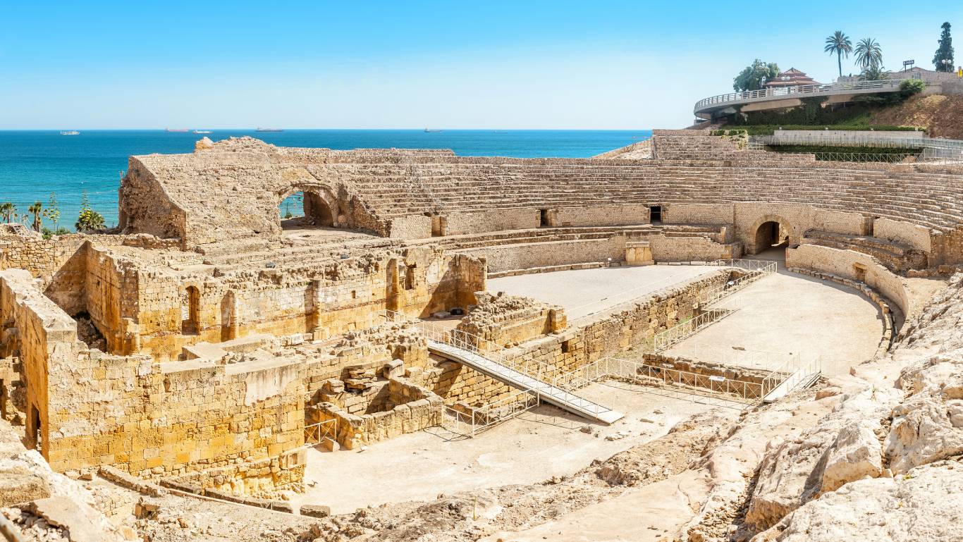 Roman amphitheater Coliseum in Tarragona, Spain