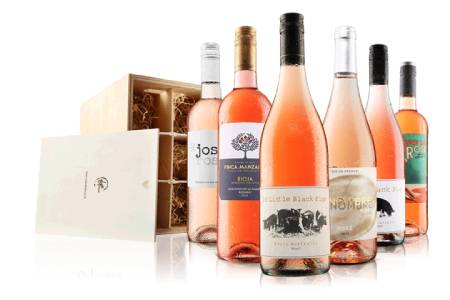 Luxury 6 Bottle Rose Selection in Wooden Gift Box