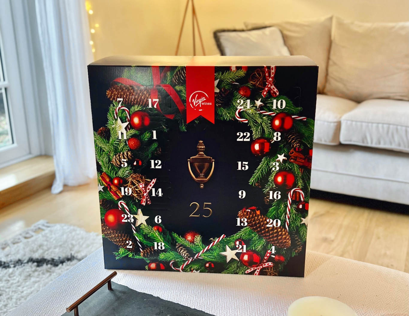 Wine Advent Calendar by Virgin Wines in a living room