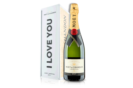 Champagne Moet & Chandon Brut Imperial in I Love You Gift Tin