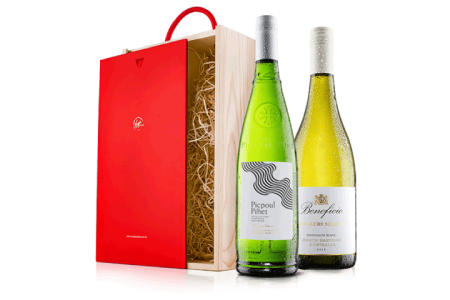 Deluxe White Wine Duo in Wooden Gift Box