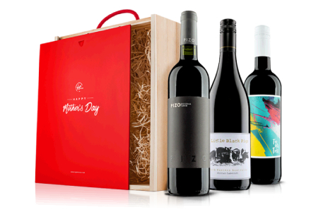 Mother's Day Red Wine Trio in Wooden Gift Box