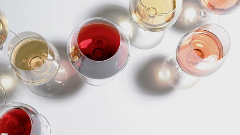 Different wine glass shapes and sizes on a white surface