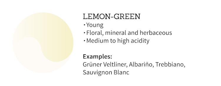 Lemon-green coloured wine