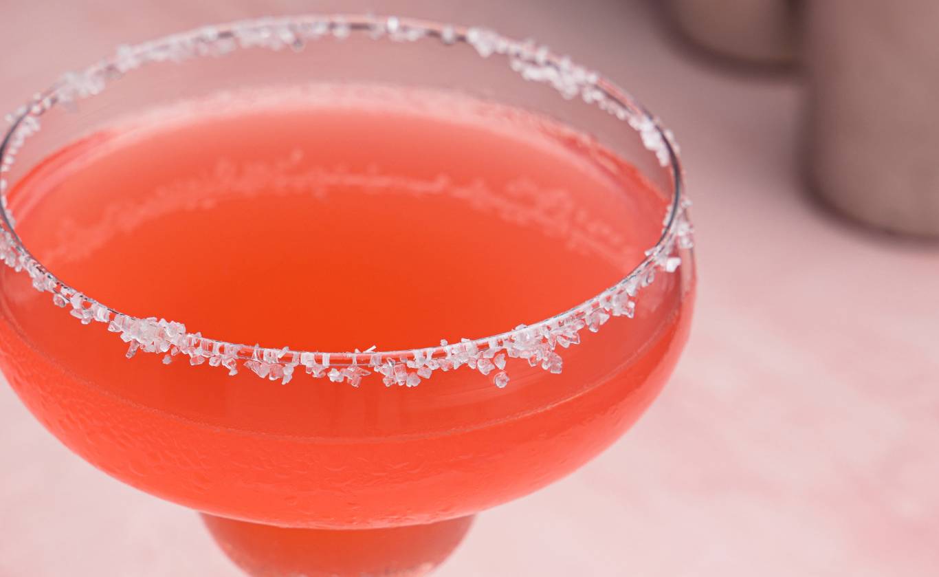 Close up of a Rosé Margarita cocktail