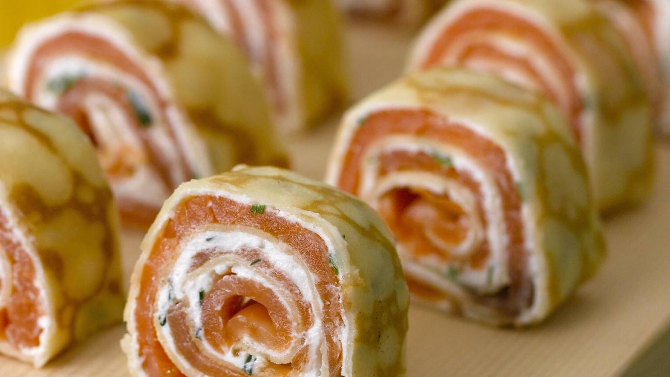 Smoked Salmon and Goat’s Cheese Rolls by Vin De France
