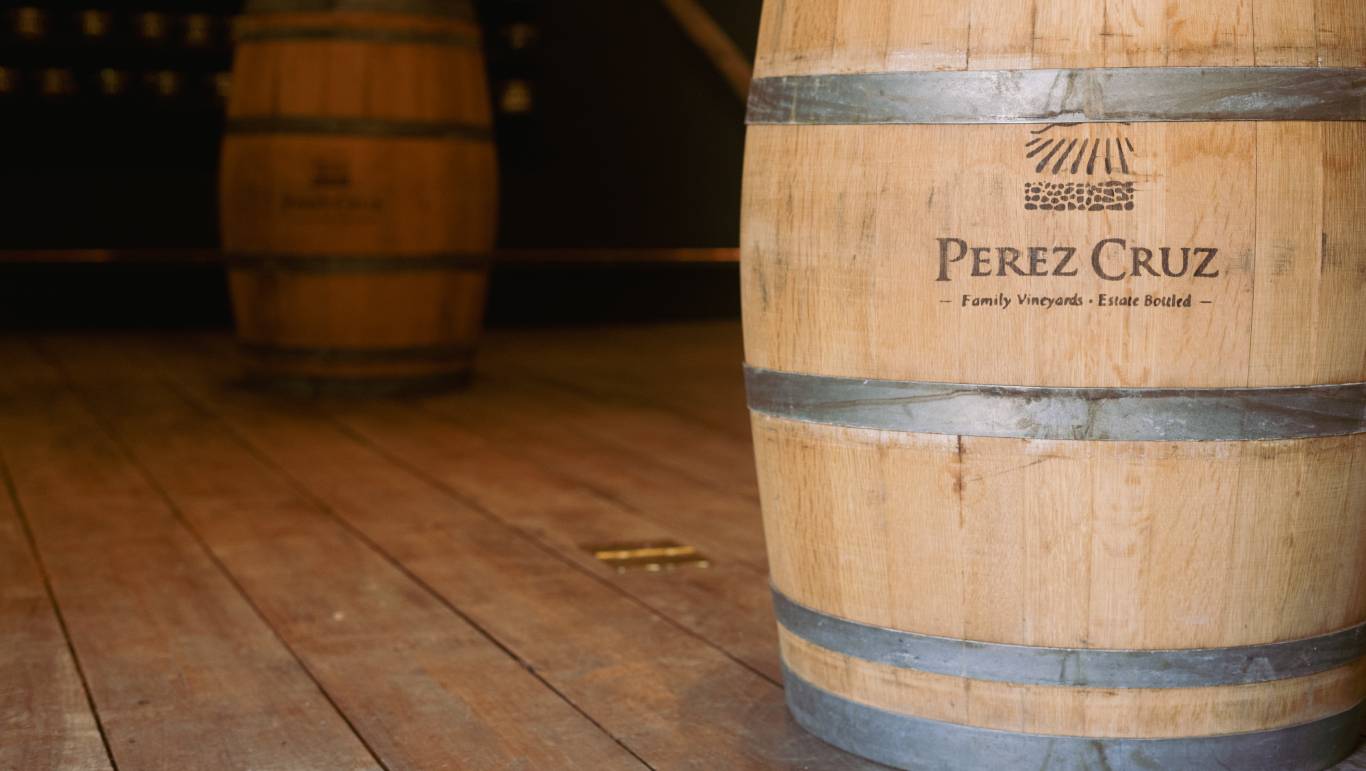 Perez Cruz branded wine barrel