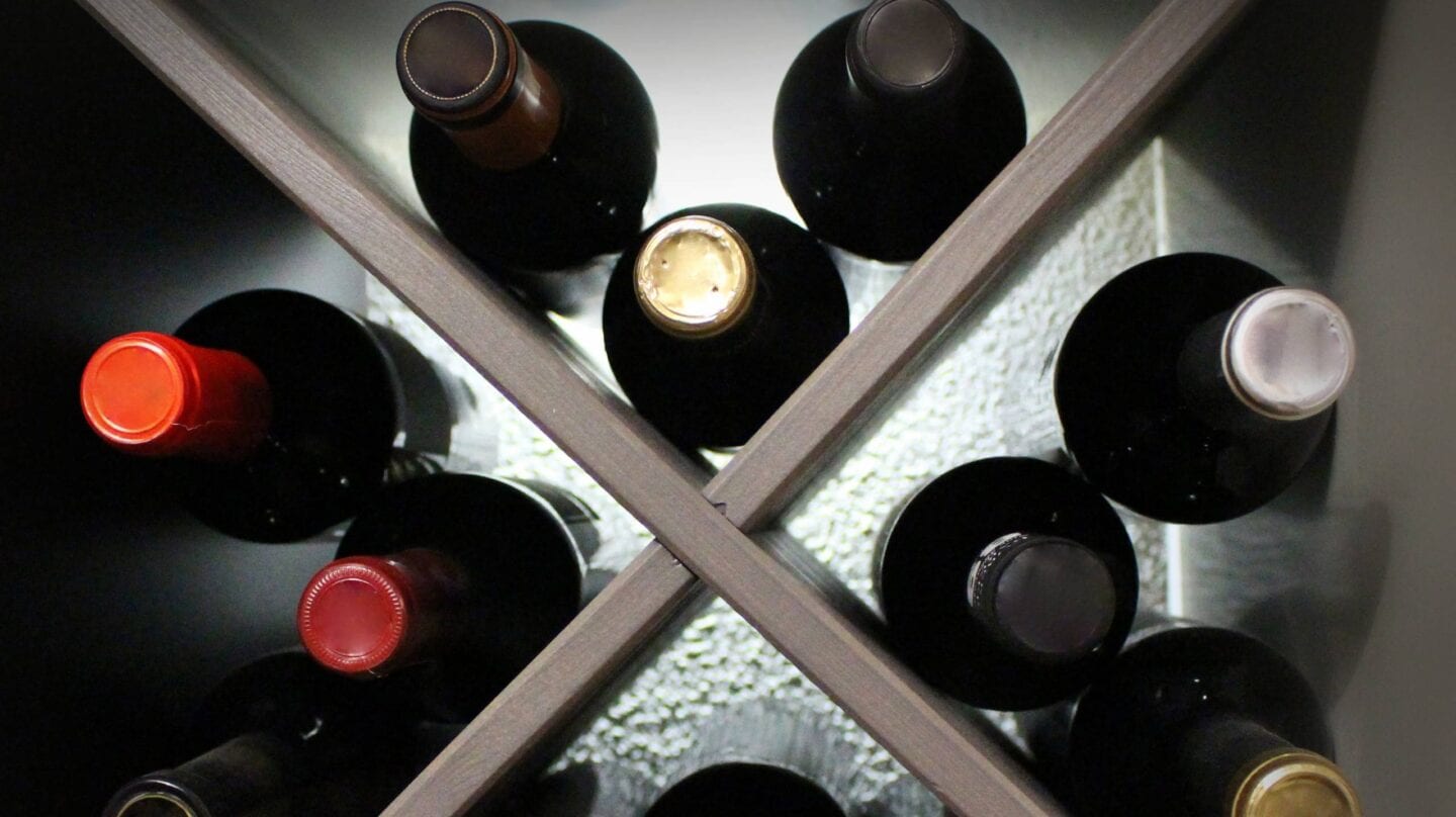 wine bottles in wine rack